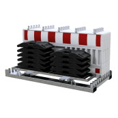 SET | with 10 panel fences | and 11 base plates | on storage and transport traverse | with lamp adapter | with red/white foil, txpe RA1/A | type of barrier ULTRA white